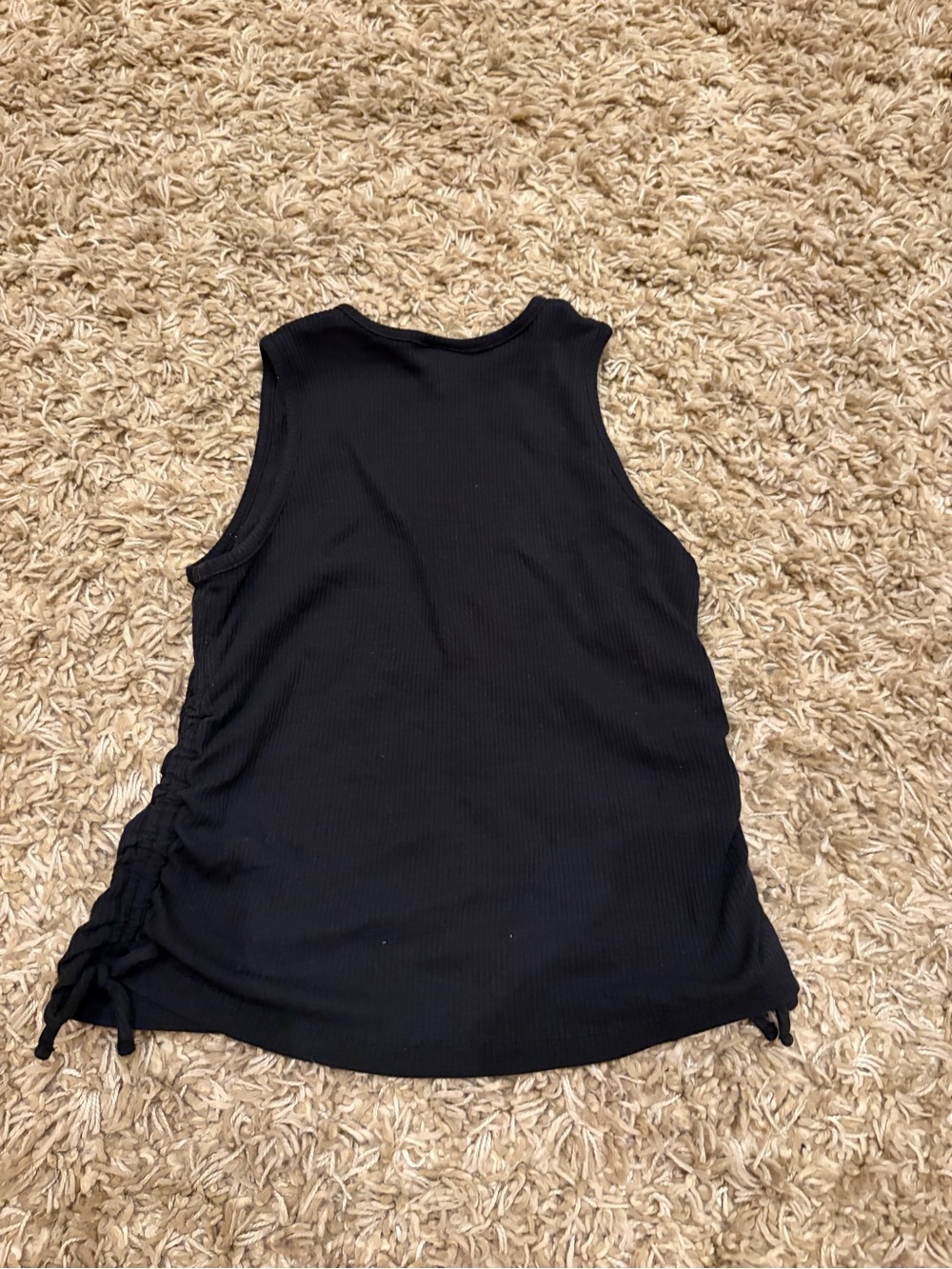 Old Navy Black Ribbed Tank with Side Drawstring